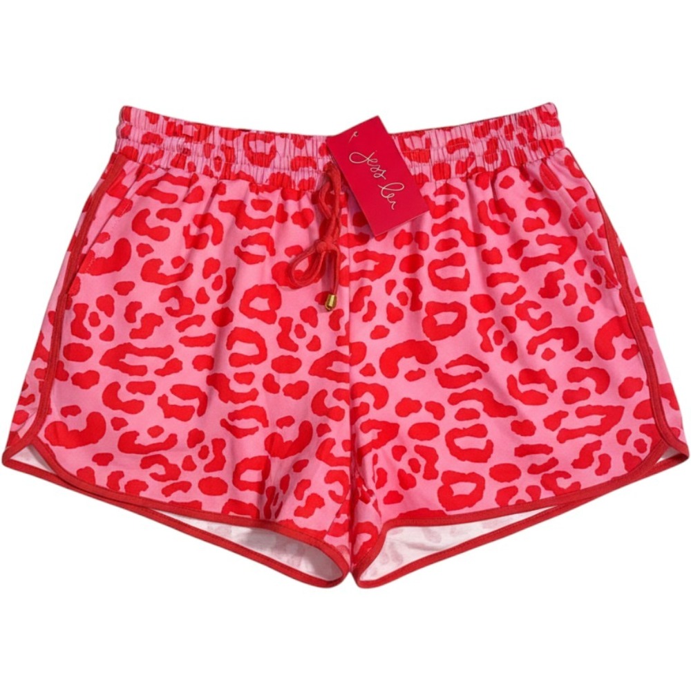 Jess Lea Pink Red Leopard Print Shorts XL NWT Elastic Waist Drawstring Dolphin
